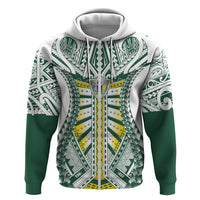 Cook Islands 1965 National Pride Hoodie White Tribal Pattern LT9 Zip Hoodie White - Polynesian Pride