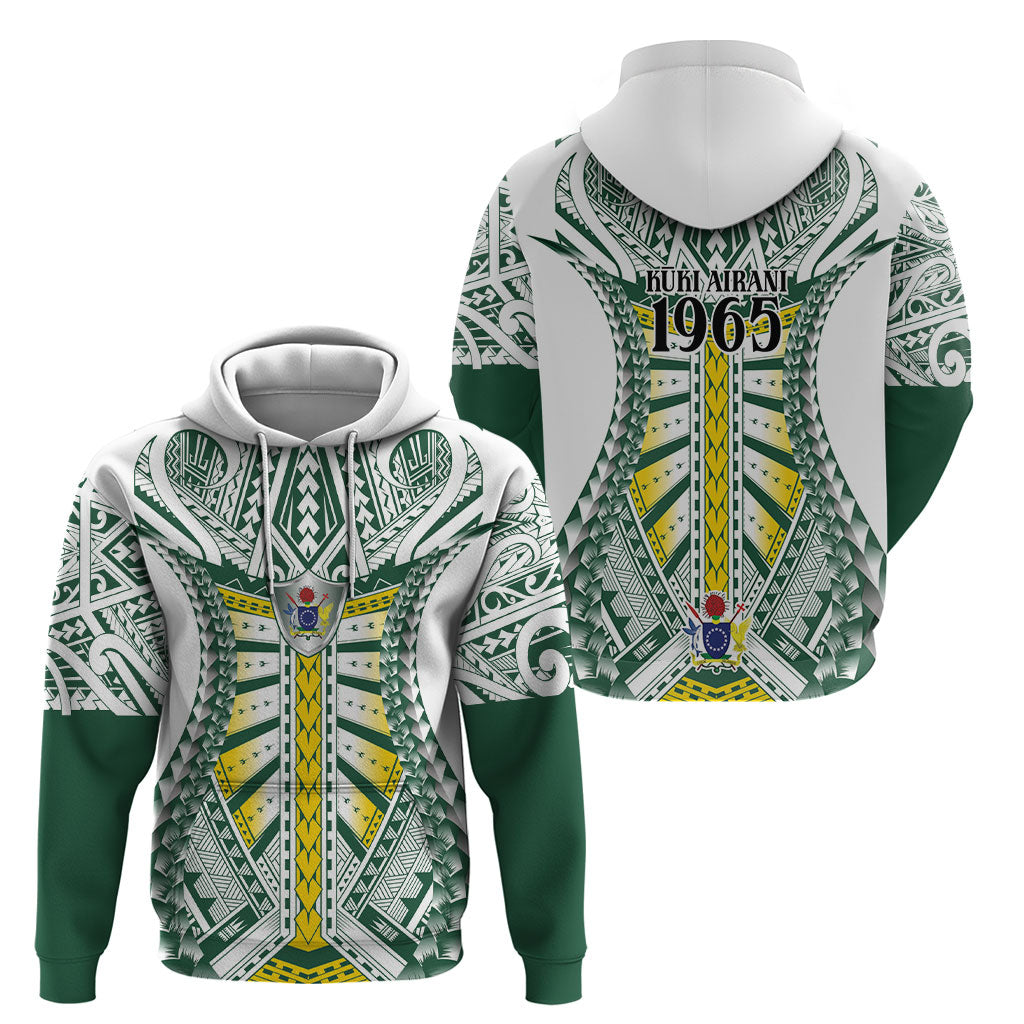 Cook Islands 1965 National Pride Hoodie White Tribal Pattern LT9 - Polynesian Pride