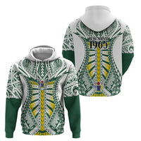 Cook Islands 1965 National Pride Hoodie White Tribal Pattern LT9 - Polynesian Pride