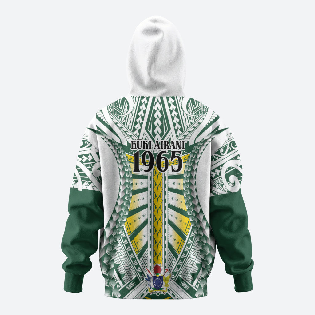 Cook Islands 1965 National Pride Hoodie White Tribal Pattern LT9 - Polynesian Pride