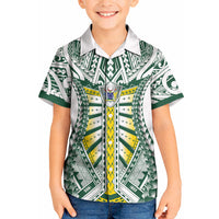 Cook Islands 1965 National Pride Kid Hawaiian Shirt White Tribal Pattern LT9 Kid White - Polynesian Pride