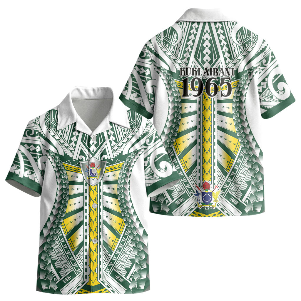 Cook Islands 1965 National Pride Kid Hawaiian Shirt White Tribal Pattern LT9 - Polynesian Pride