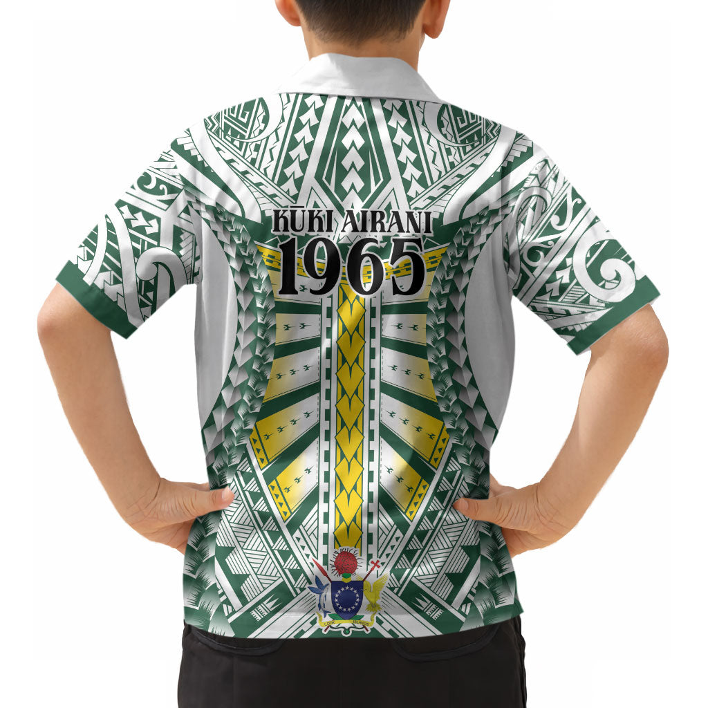 Cook Islands 1965 National Pride Kid Hawaiian Shirt White Tribal Pattern LT9 - Polynesian Pride