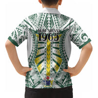 Cook Islands 1965 National Pride Kid Hawaiian Shirt White Tribal Pattern LT9 - Polynesian Pride