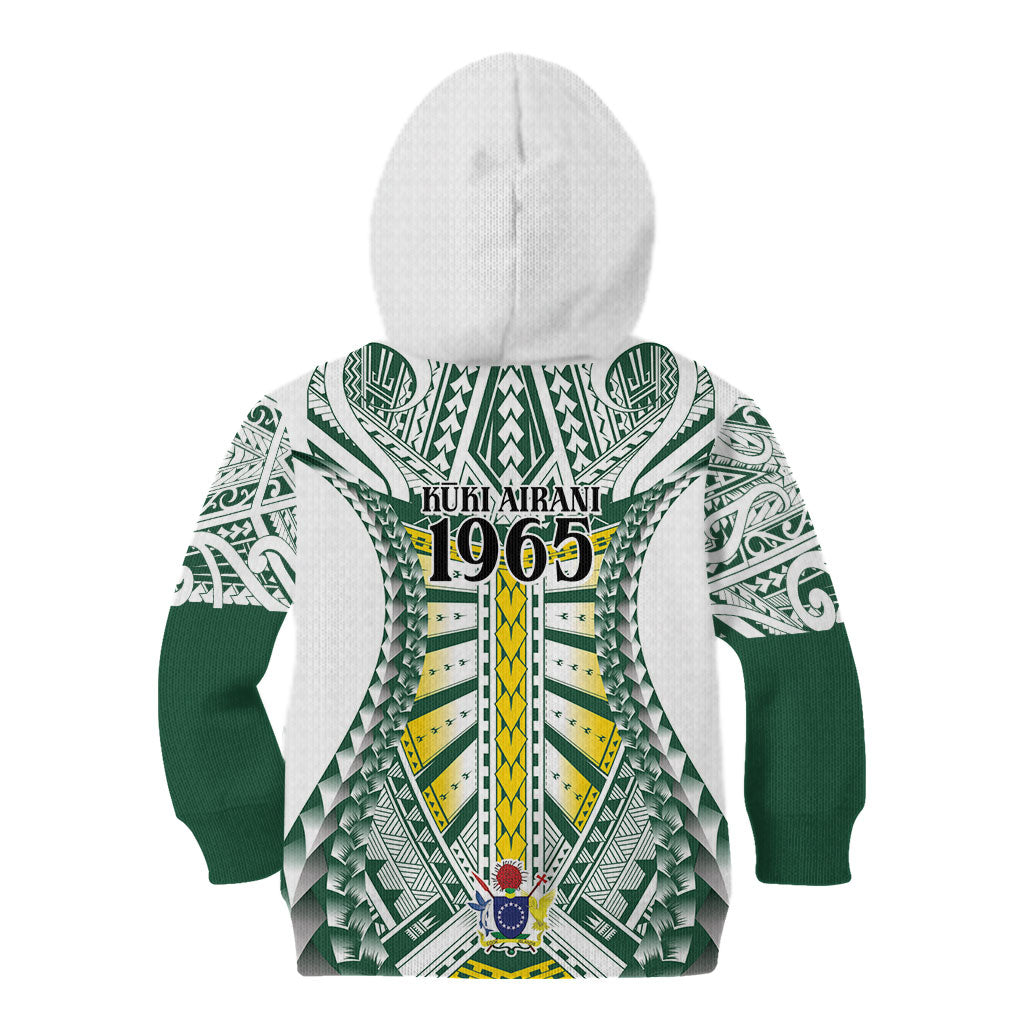 Cook Islands 1965 National Pride Kid Hoodie White Tribal Pattern LT9 - Polynesian Pride