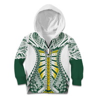 Cook Islands 1965 National Pride Kid Hoodie White Tribal Pattern LT9 Zip Hoodie White - Polynesian Pride