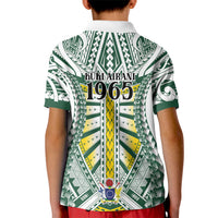 Cook Islands 1965 National Pride Kid Polo Shirt White Tribal Pattern LT9 - Polynesian Pride
