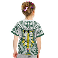 Cook Islands 1965 National Pride Kid T Shirt White Tribal Pattern LT9 - Polynesian Pride