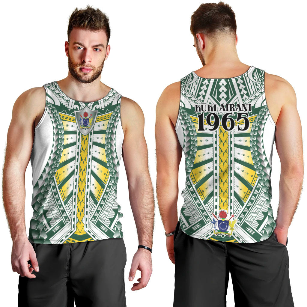 Cook Islands 1965 National Pride Men Tank Top White Tribal Pattern LT9 - Polynesian Pride