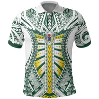 Cook Islands 1965 National Pride Polo Shirt White Tribal Pattern LT9 White - Polynesian Pride