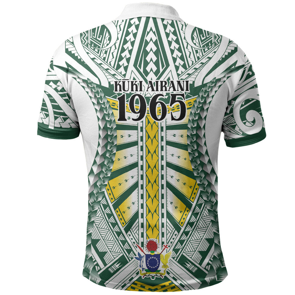 Cook Islands 1965 National Pride Polo Shirt White Tribal Pattern LT9 - Polynesian Pride