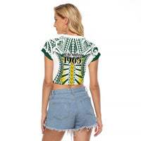 Cook Islands 1965 National Pride Raglan Cropped T Shirt White Tribal Pattern LT9 - Polynesian Pride