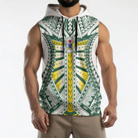 Cook Islands 1965 National Pride Sleeveless Hoodie White Tribal Pattern LT9 - Polynesian Pride