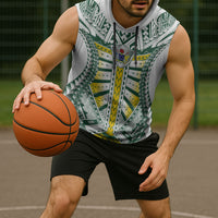 Cook Islands 1965 National Pride Sleeveless Hoodie White Tribal Pattern LT9 - Polynesian Pride