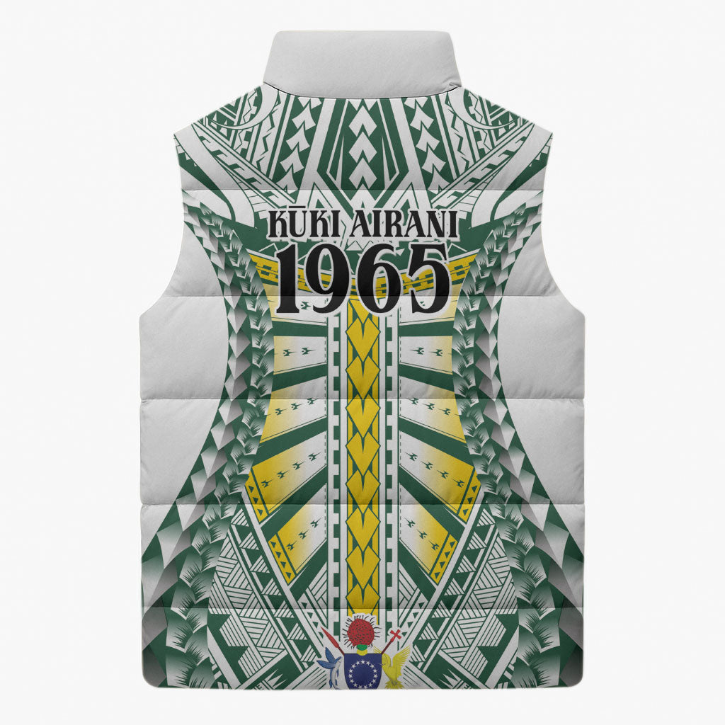 Cook Islands 1965 National Pride Sleeveless Puffer Jacket White Tribal Pattern LT9 - Polynesian Pride