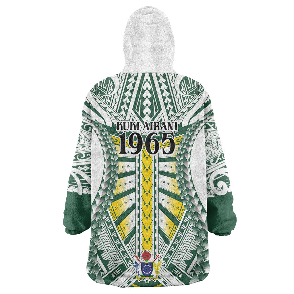 Cook Islands 1965 National Pride Wearable Blanket Hoodie White Tribal Pattern LT9 - Polynesian Pride