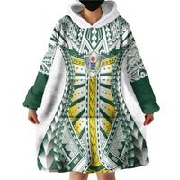 Cook Islands 1965 National Pride Wearable Blanket Hoodie White Tribal Pattern LT9 - Polynesian Pride