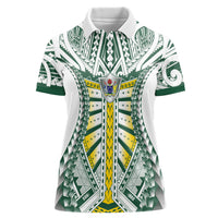 Cook Islands 1965 National Pride Women Polo Shirt White Tribal Pattern LT9 Female White - Polynesian Pride
