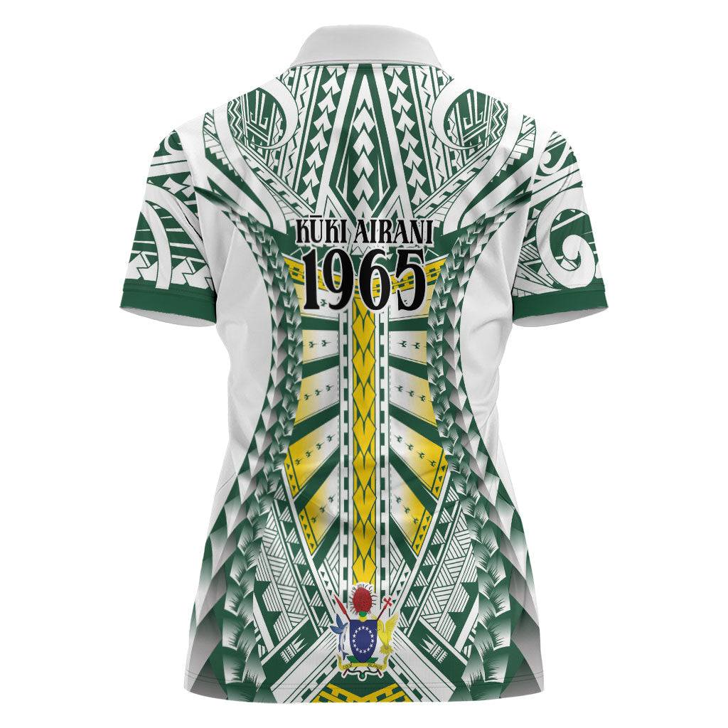 Cook Islands 1965 National Pride Women Polo Shirt White Tribal Pattern LT9 - Polynesian Pride