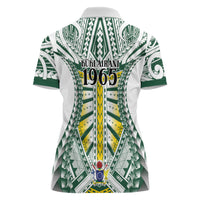 Cook Islands 1965 National Pride Women Polo Shirt White Tribal Pattern LT9 - Polynesian Pride