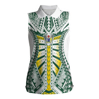 Cook Islands 1965 National Pride Women Sleeveless Polo Shirt White Tribal Pattern LT9 Female White - Polynesian Pride