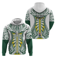 Cook Islands 1965 National Pride Zip Hoodie White Tribal Pattern LT9 - Polynesian Pride