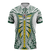 Cook Islands 1965 National Pride Zipper Polo Shirt White Tribal Pattern LT9 White - Polynesian Pride