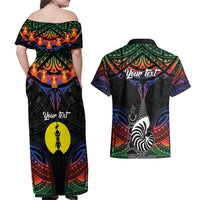 Personalised New Caledonia All Saints Day Couples Matching Off Shoulder Maxi Dress and Hawaiian Shirt Candle Light with Polynesian Style LT9 - Polynesian Pride