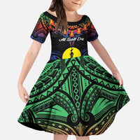 Personalised New Caledonia All Saints Day Family Matching Long Sleeve Bodycon Dress and Hawaiian Shirt Candle Light with Polynesian Style LT9 Daughter's Dress Black - Polynesian Pride