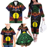 Personalised New Caledonia All Saints Day Family Matching Off The Shoulder Long Sleeve Dress and Hawaiian Shirt Candle Light with Polynesian Style LT9 - Polynesian Pride