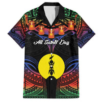Personalised New Caledonia All Saints Day Family Matching Off The Shoulder Long Sleeve Dress and Hawaiian Shirt Candle Light with Polynesian Style LT9 Dad's Shirt - Short Sleeve Black - Polynesian Pride