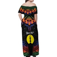Personalised New Caledonia All Saints Day Family Matching Off Shoulder Maxi Dress and Hawaiian Shirt Candle Light with Polynesian Style LT9 - Polynesian Pride