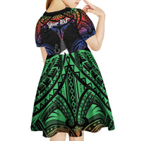 Personalised New Caledonia All Saints Day Kid Short Sleeve Dress Candle Light with Polynesian Style LT9 - Polynesian Pride