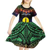 Personalised New Caledonia All Saints Day Kid Short Sleeve Dress Candle Light with Polynesian Style LT9 - Polynesian Pride