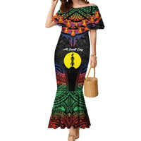 Personalised New Caledonia All Saints Day Mermaid Dress Candle Light with Polynesian Style LT9 Women Black - Polynesian Pride