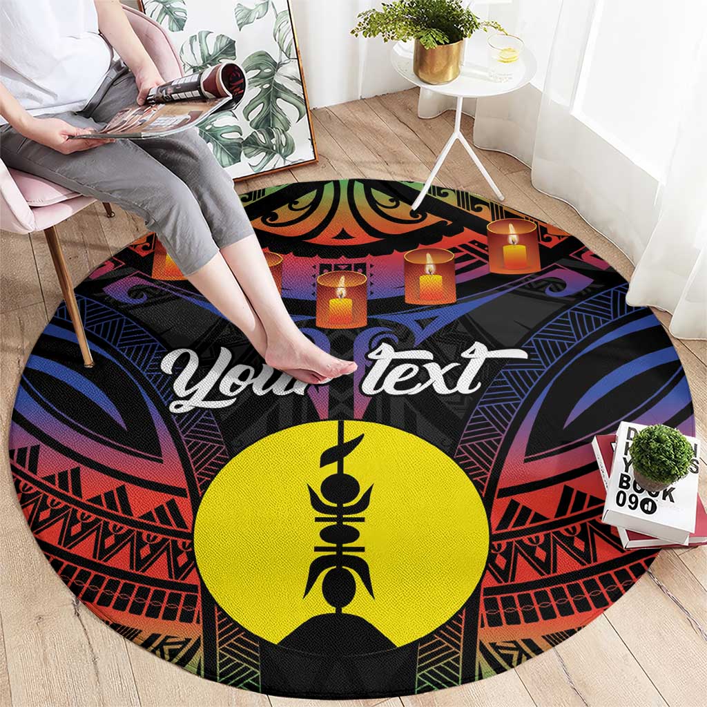 Personalised New Caledonia All Saints Day Round Carpet Candle Light with Polynesian Style LT9 - Polynesian Pride