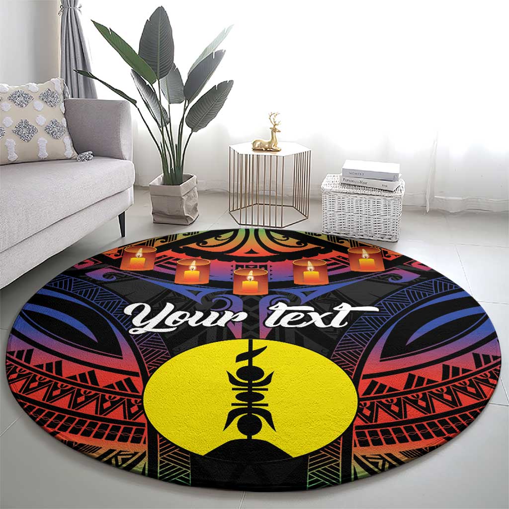 Personalised New Caledonia All Saints Day Round Carpet Candle Light with Polynesian Style LT9 - Polynesian Pride