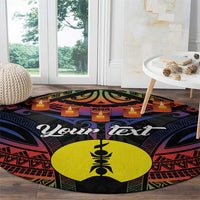 Personalised New Caledonia All Saints Day Round Carpet Candle Light with Polynesian Style LT9 - Polynesian Pride