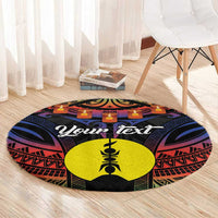 Personalised New Caledonia All Saints Day Round Carpet Candle Light with Polynesian Style LT9 - Polynesian Pride