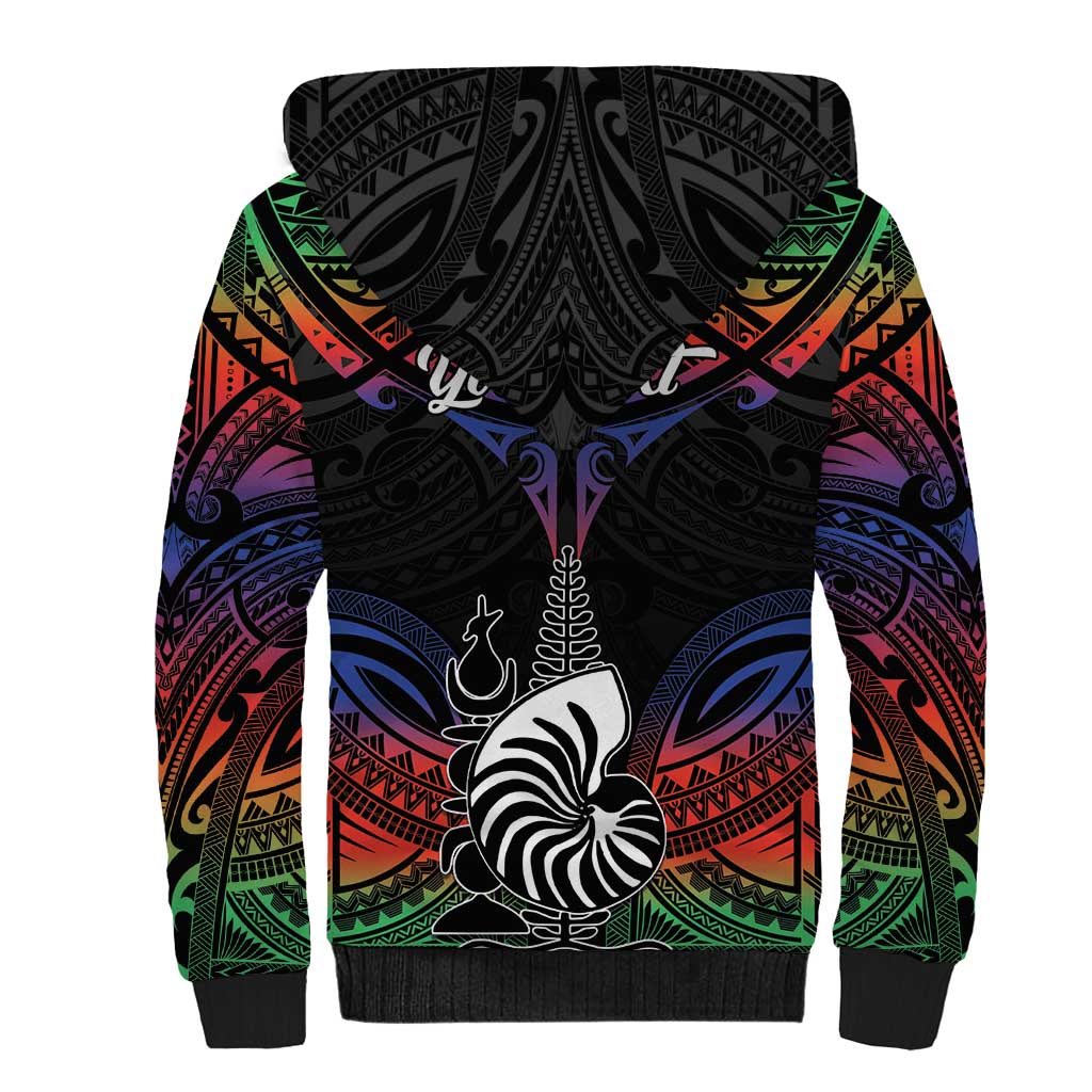 Personalised New Caledonia All Saints Day Sherpa Hoodie Candle Light with Polynesian Style LT9 - Polynesian Pride