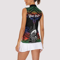 Personalised New Caledonia All Saints Day Women Sleeveless Polo Shirt Candle Light with Polynesian Style LT9 - Polynesian Pride