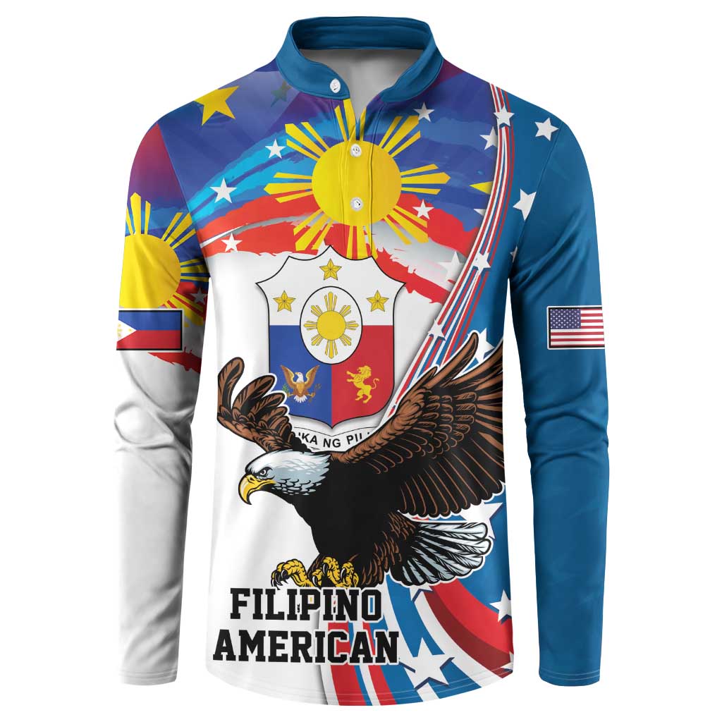 Personalized Filipino-American Button Sweatshirt The Eight-Rayed Sun with Bald Eagle