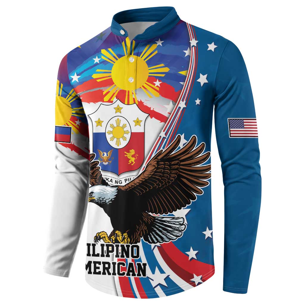 Personalized Filipino-American Button Sweatshirt The Eight-Rayed Sun with Bald Eagle