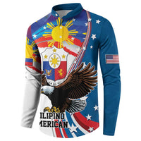 Personalized Filipino-American Button Sweatshirt The Eight-Rayed Sun with Bald Eagle