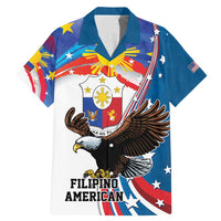 Personalized Filipino-American Family Matching Mermaid Dress and Hawaiian Shirt The Eight-Rayed Sun with Bald Eagle LT9 Dad's Shirt - Short Sleeve Blue - Polynesian Pride