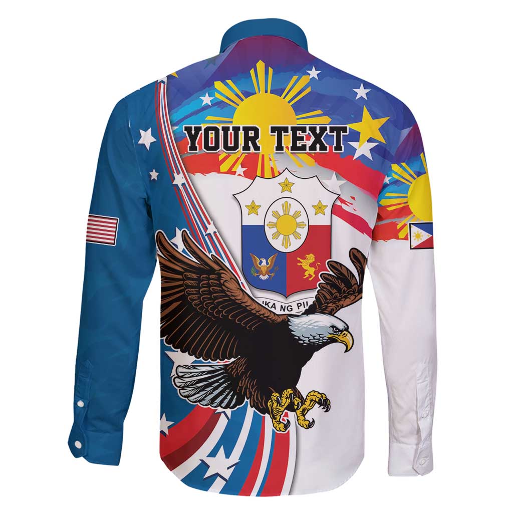 Personalized Filipino-American Family Matching Off Shoulder Maxi Dress and Hawaiian Shirt The Eight-Rayed Sun with Bald Eagle LT9 - Polynesian Pride