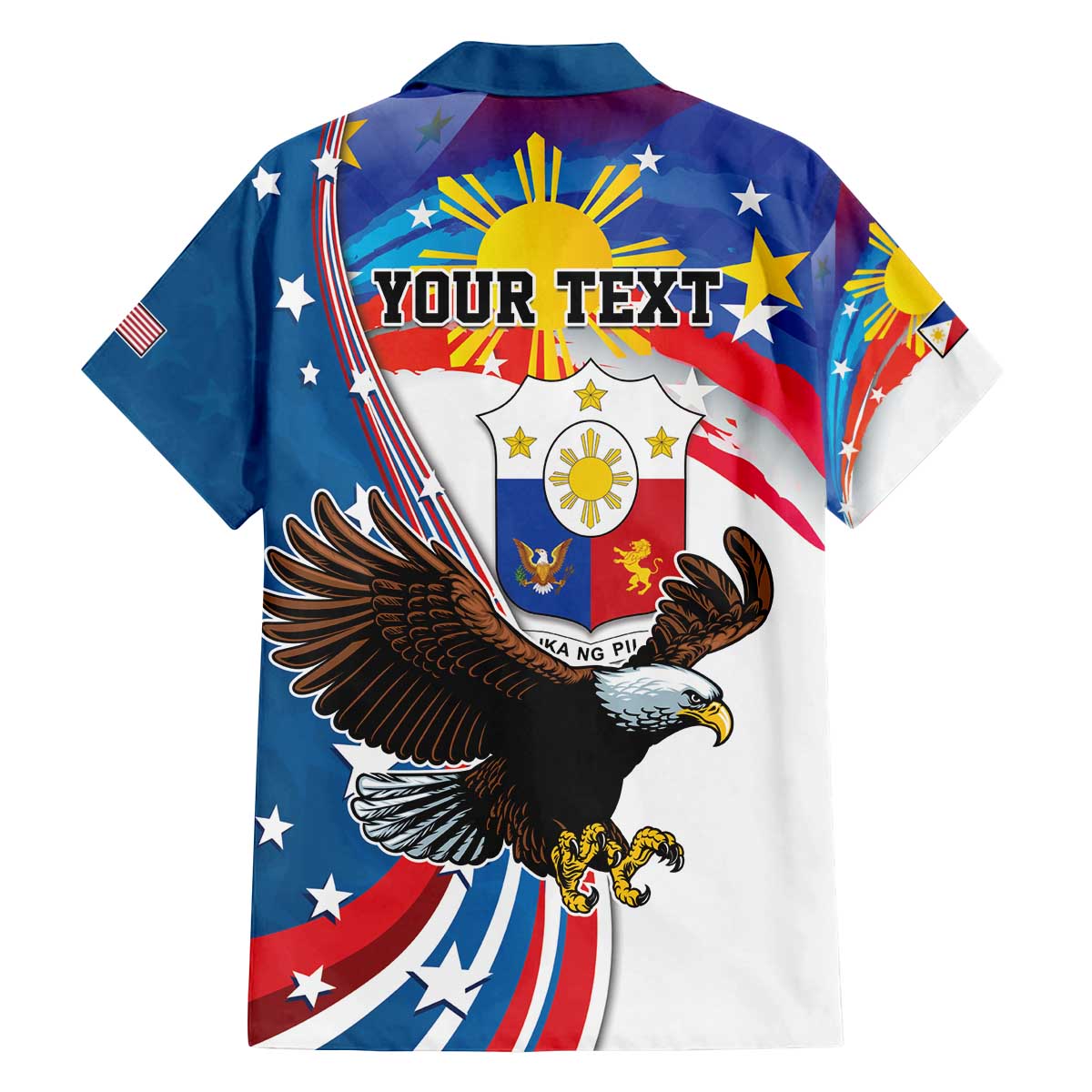 Personalized Filipino-American Family Matching Puletasi and Hawaiian Shirt The Eight-Rayed Sun with Bald Eagle LT9 - Polynesian Pride