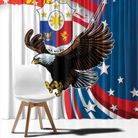 Personalized Filipino-American Window Curtain The Eight-Rayed Sun with Bald Eagle