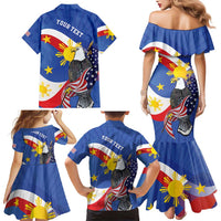 Personalized Filipino-American Family Matching Mermaid Dress and Hawaiian Shirt Philippines Coat Of Arms with Bald Eagle LT9 - Polynesian Pride