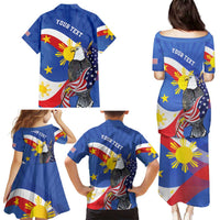 Personalized Filipino-American Family Matching Puletasi and Hawaiian Shirt Philippines Coat Of Arms with Bald Eagle LT9 - Polynesian Pride